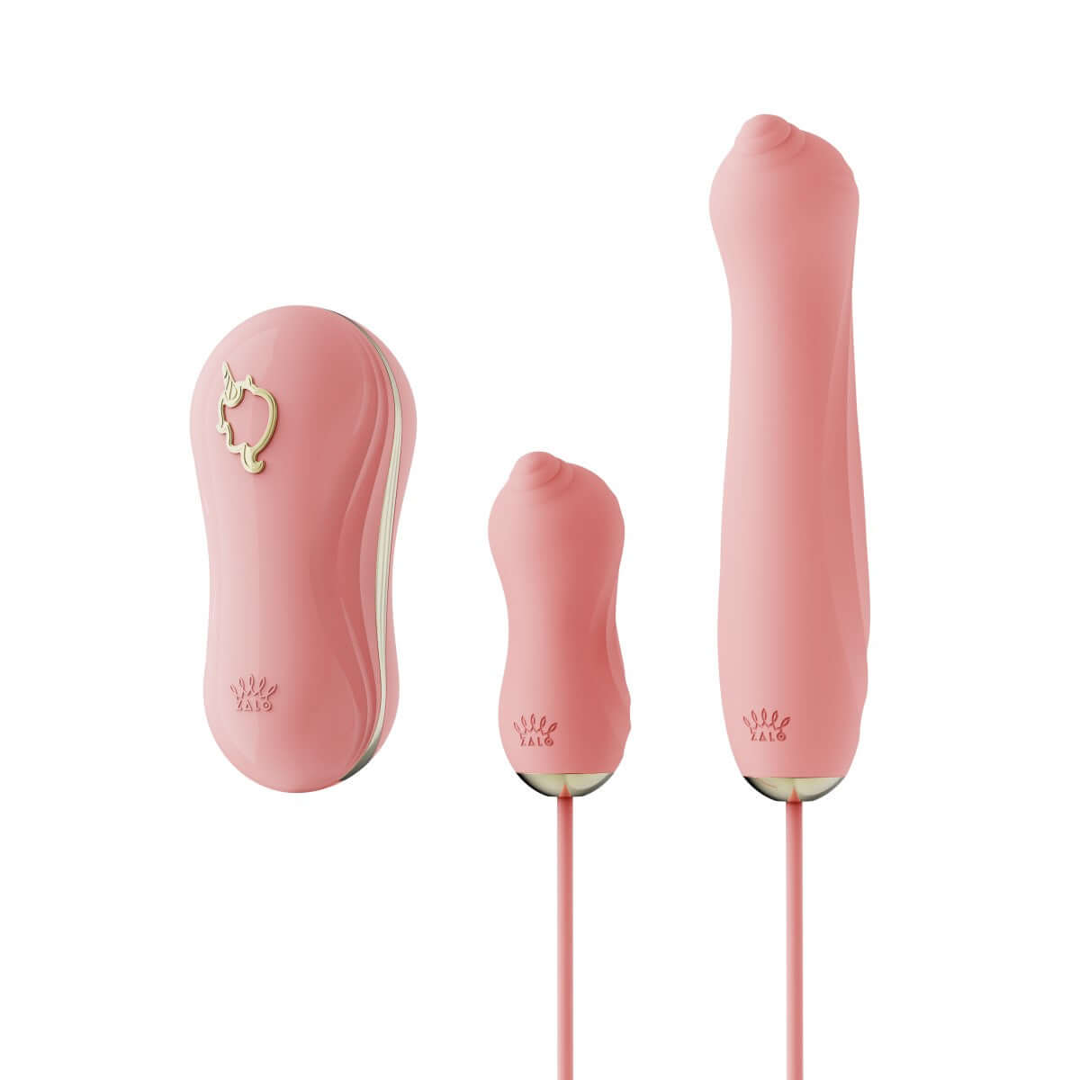 ZALO Unicorn Set Suction Massager Strawberry Pink, trio of powerful pleasure devices for enchanting, orgasmic experience.