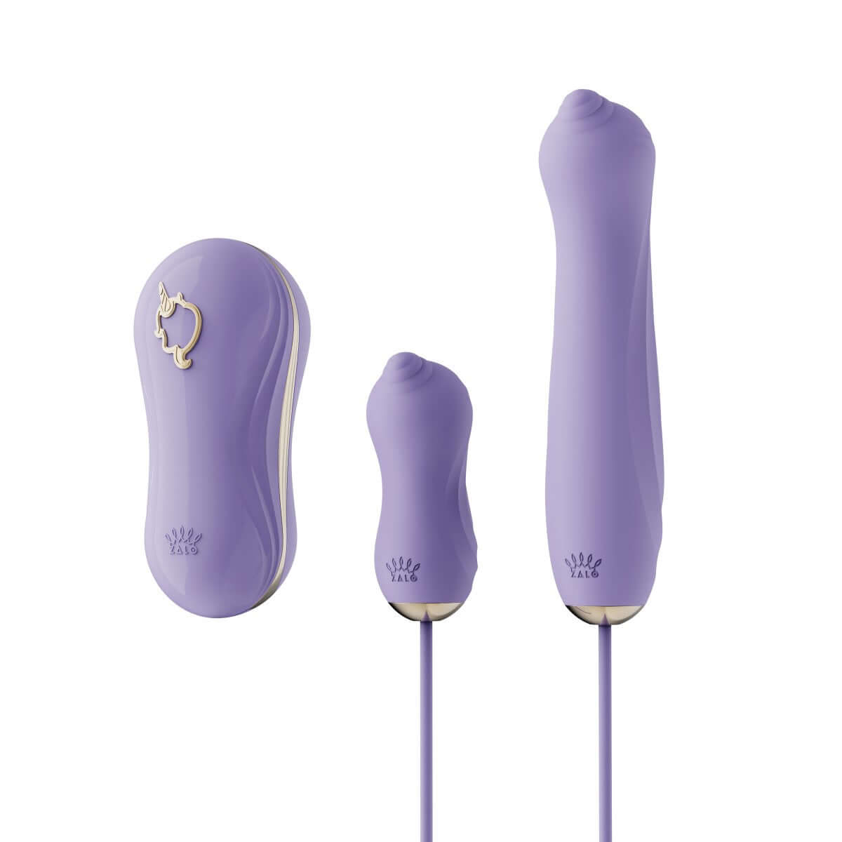 ZALO Unicorn Set Suction Massager Berry Violet with clitoral stimulation attachments, perfect for first-time users of pleasure products.