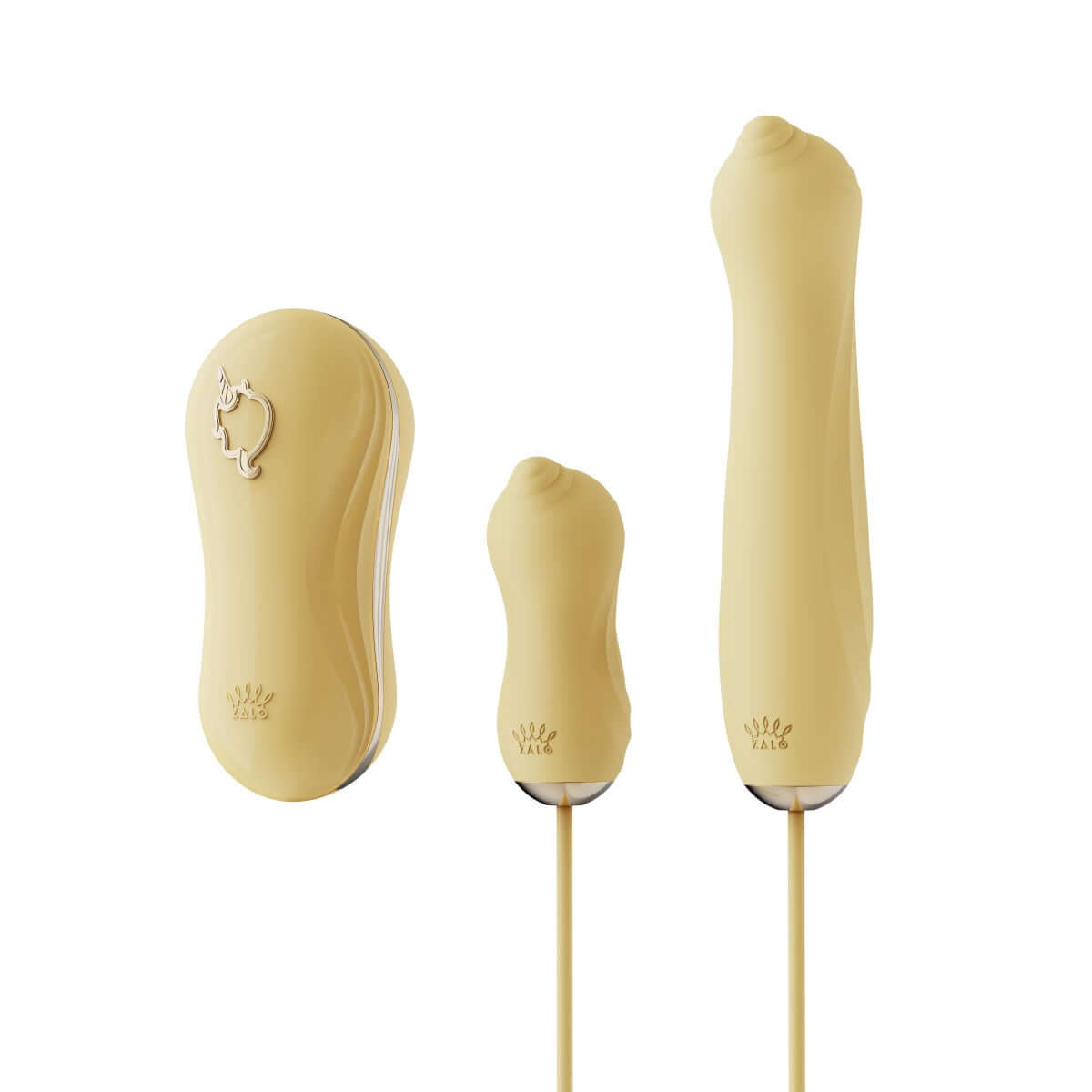 ZALO Unicorn Set Suction Massager Lemon Yellow with three interchangeable pleasure devices for powerful clitoral stimulation