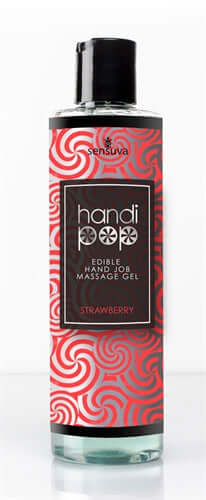 Handi Pop Handjob Massage Gel Strawberry 4.2 Oz Bottle Edible Paraben Glycerin Free Massage Gel
