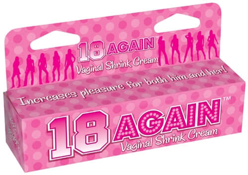 18 Again Vaginal Shrink Cream packaging increasing pleasure for both him and her