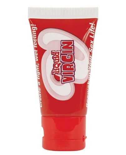 Liquid Virgin Strawberry Vaginal Water Based Lubricant 1 Oz in a red tube with bright branding.