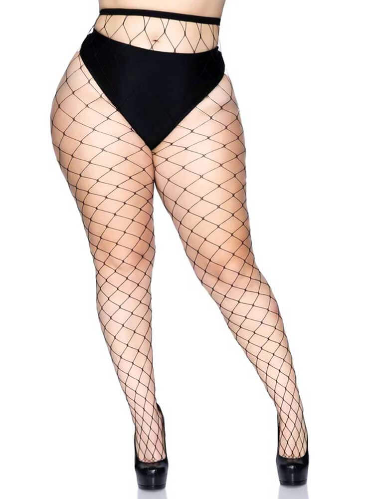 Fence Net Pantyhose - Queen - Black-2