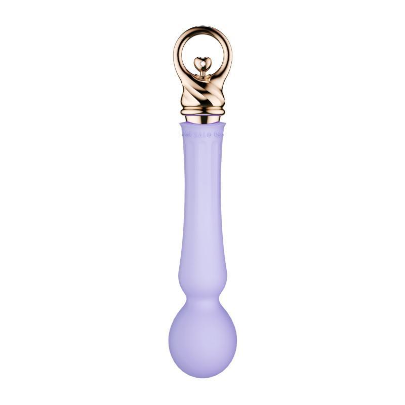ZALO Confidence Pre-Heating Rechargeable Wand Massager in Fantasy Violet with flexible head and storybook-inspired design.