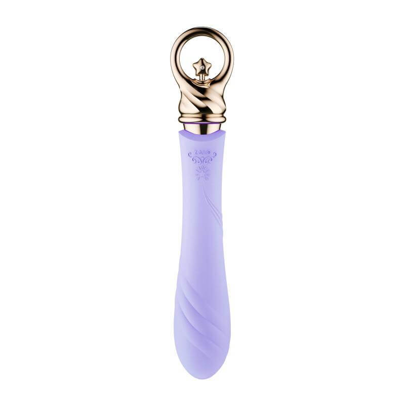 ZALO Courage Pre-Heating G-spot Massager in Fantasy Violet with flexible head and decorative details from the Sweet Magic Series