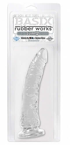 Basix Rubber Works - Slim 7 Inch With Suction Cup - Clear