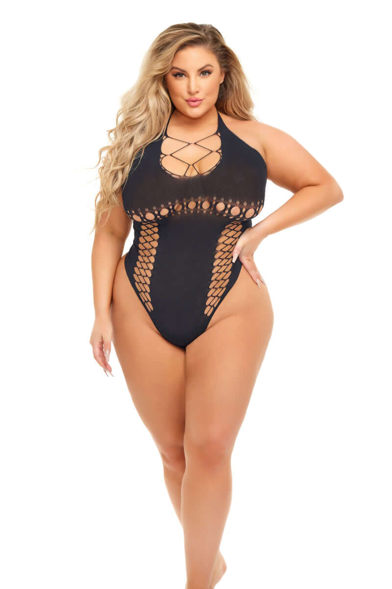Hot Too Handle Bodysuit - Queen Size - Black-1
