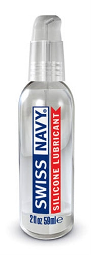 Swiss Navy Silicone Lubricant 2 Oz bottle, showcasing the luxurious silicone-based lubricant for enhanced pleasure.