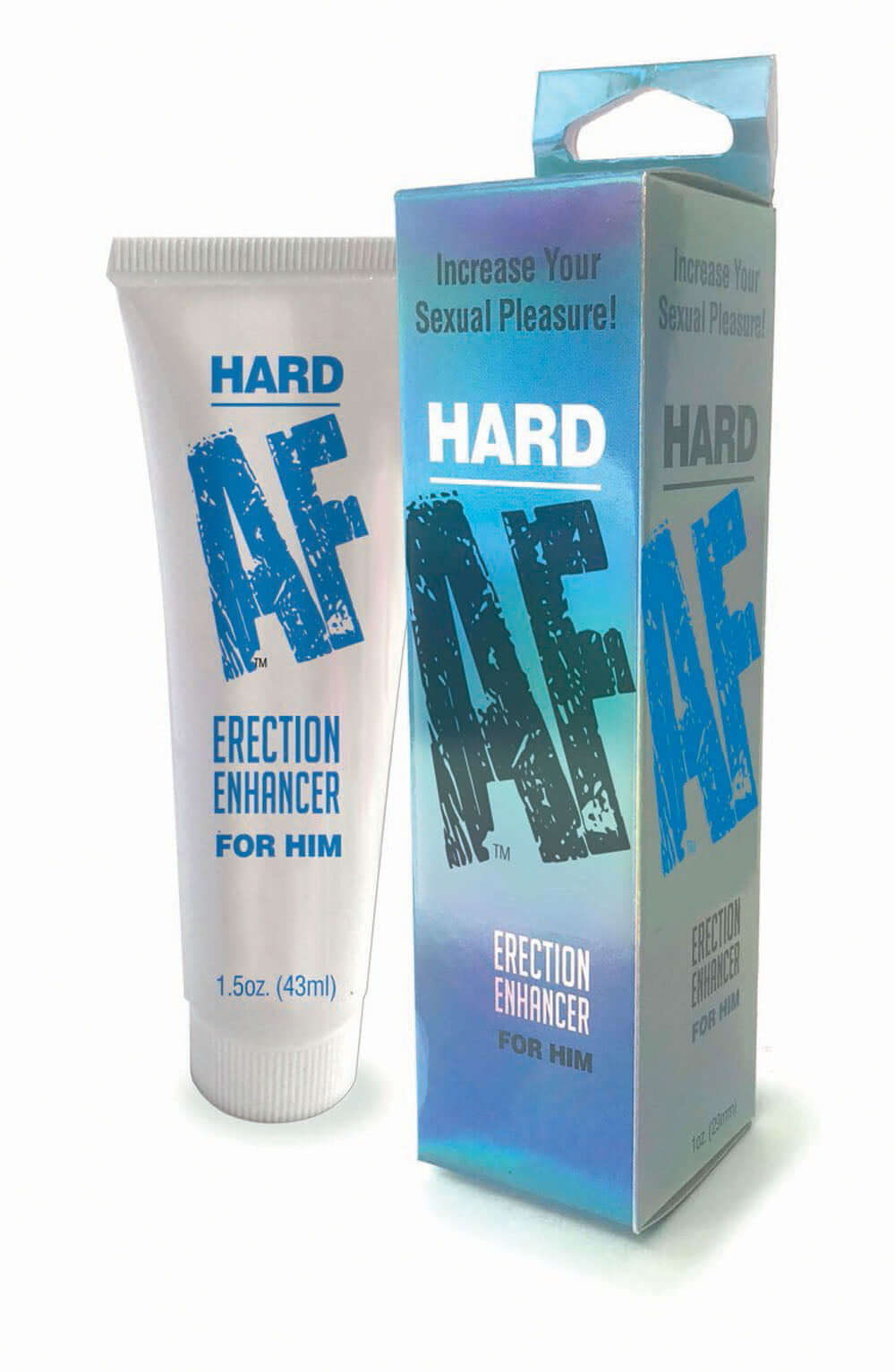 Hard Af Erection Enhancer for Him 1.5 Oz tube and box, promoting sexual confidence and performance.