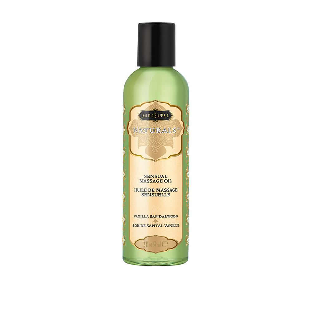 Naturals Massage Oil Vanilla Sandalwood 2 Fl Oz bottle - Soy, Grape Seed, Almond Oils blend for sensual massage and daily moisturizing.