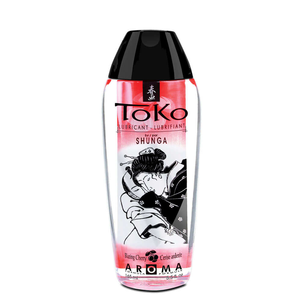 Shunga Toko Aroma Lubricant Blazing Cherry 5.5 Oz packaging featuring a romantic design.
