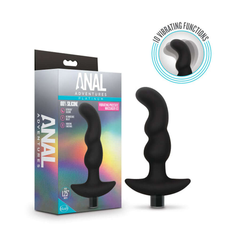 Anal Adventures - Platinum - Silicone Vibrating Prostate Massager 03 - Black
