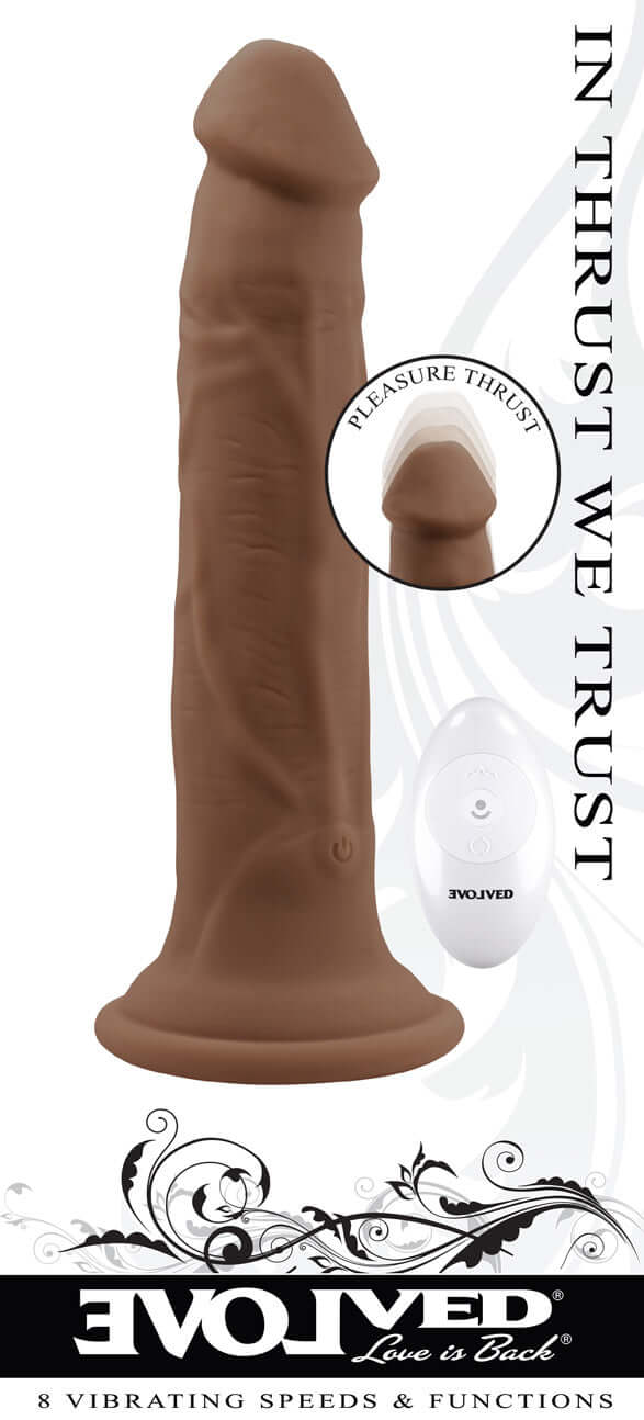 In Thrust We Trust Dark Vibrating Thruster with Remote Control and Suction Cup Base