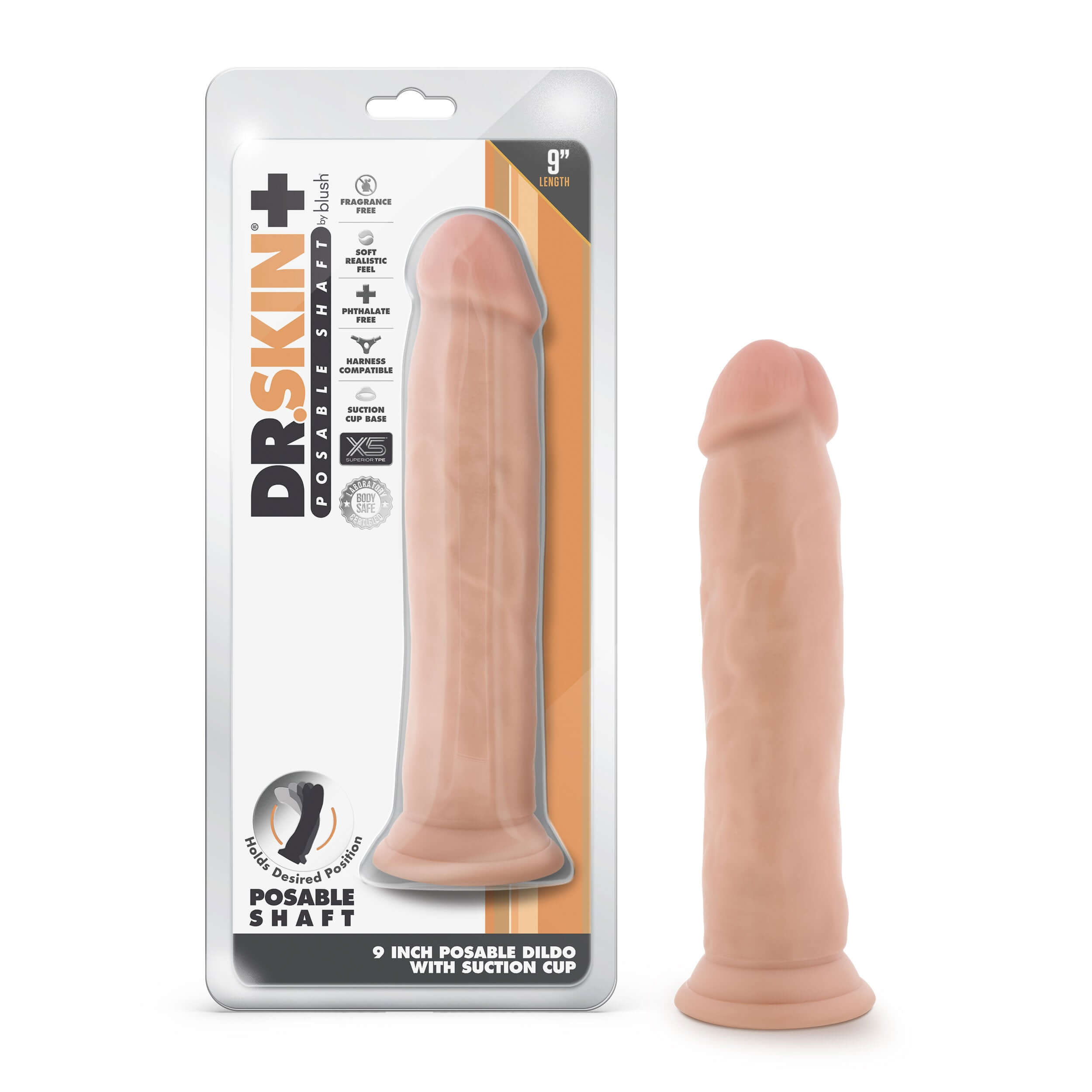 Dr. Skin Plus - 9 Inch Posable Thick Dildo - Vanilla-1