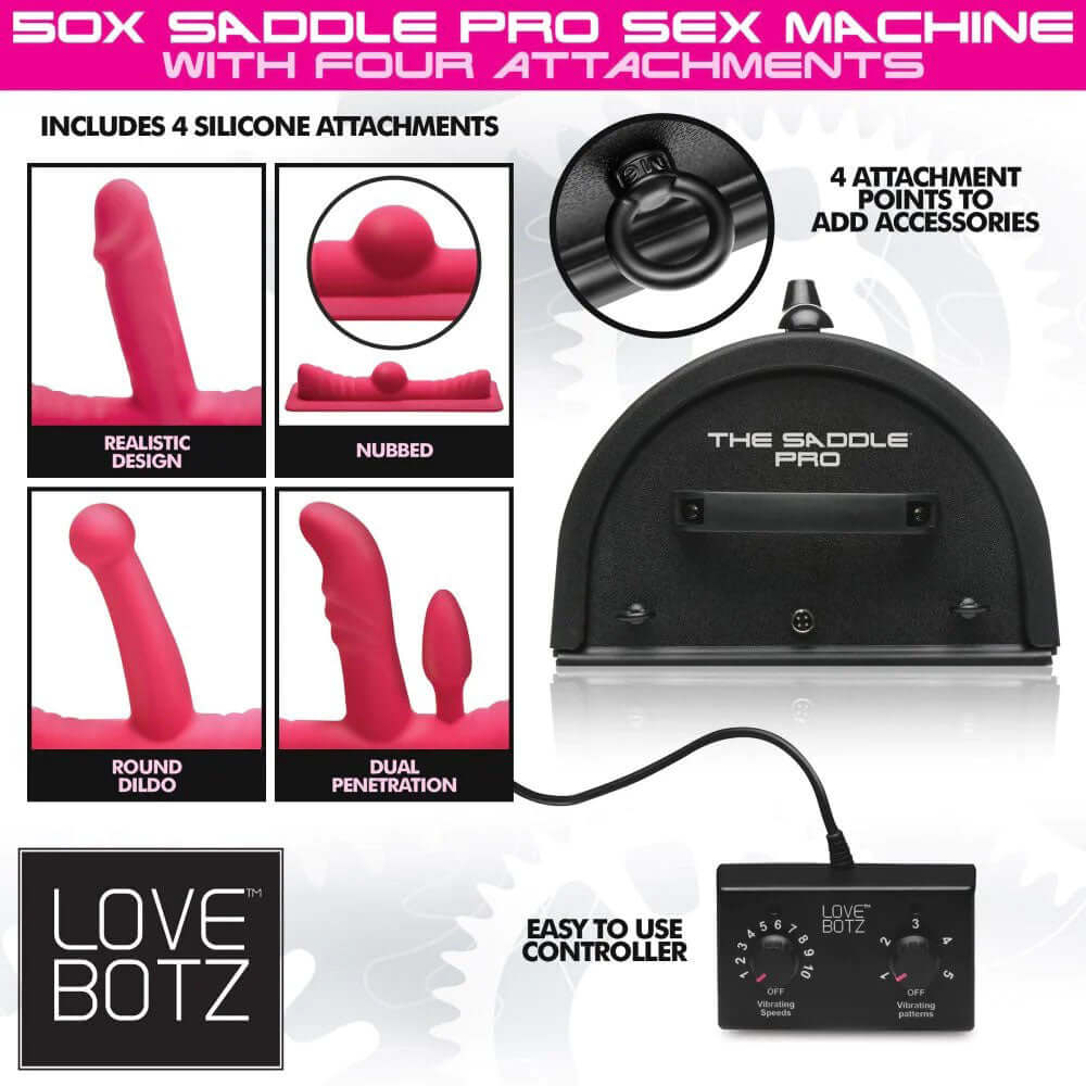 Love Botz 50x Saddle Pro Sex Machine With 4 Attachments-0