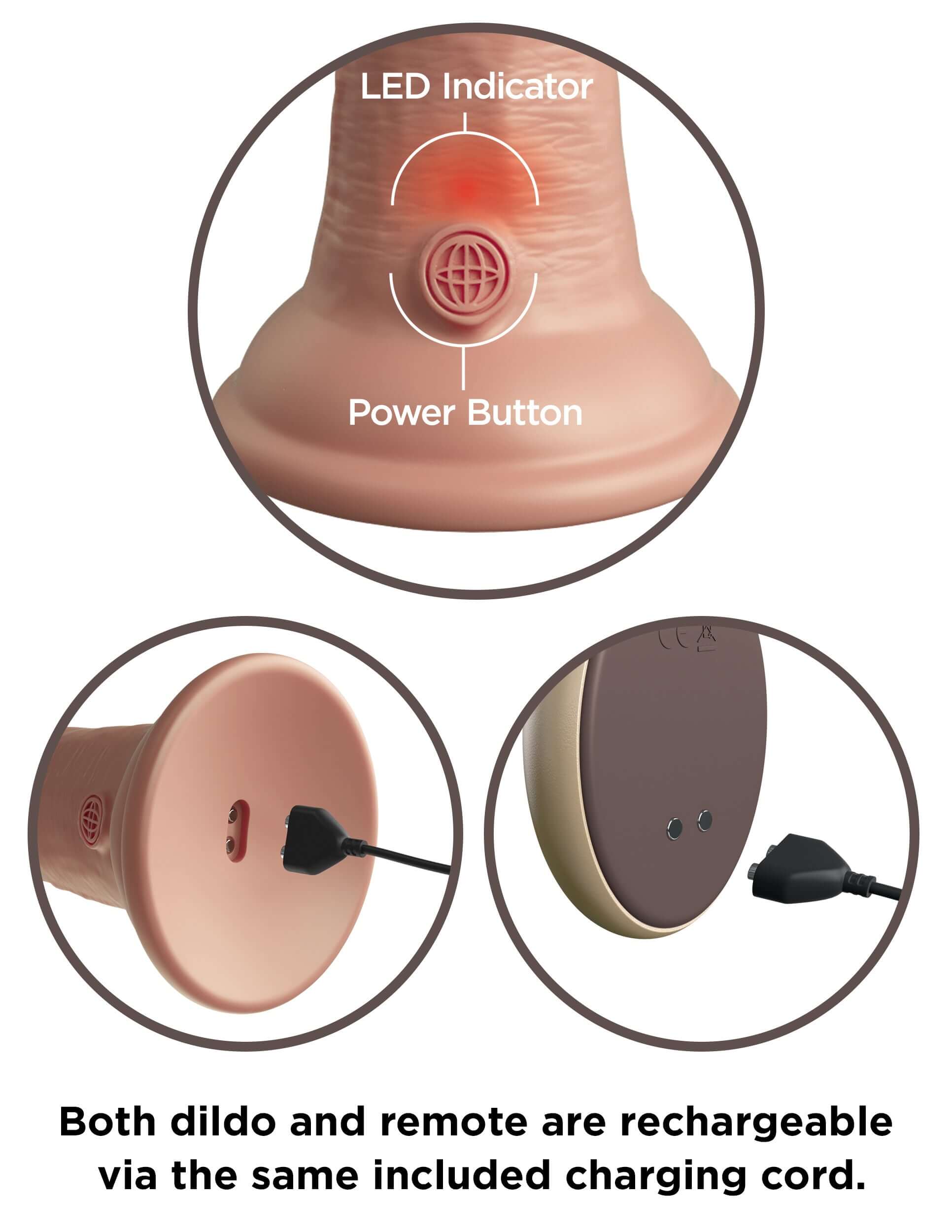 King Cock Elite 9 Inch Vibrating Silicone Dual Density Cock With Remote - Light-1