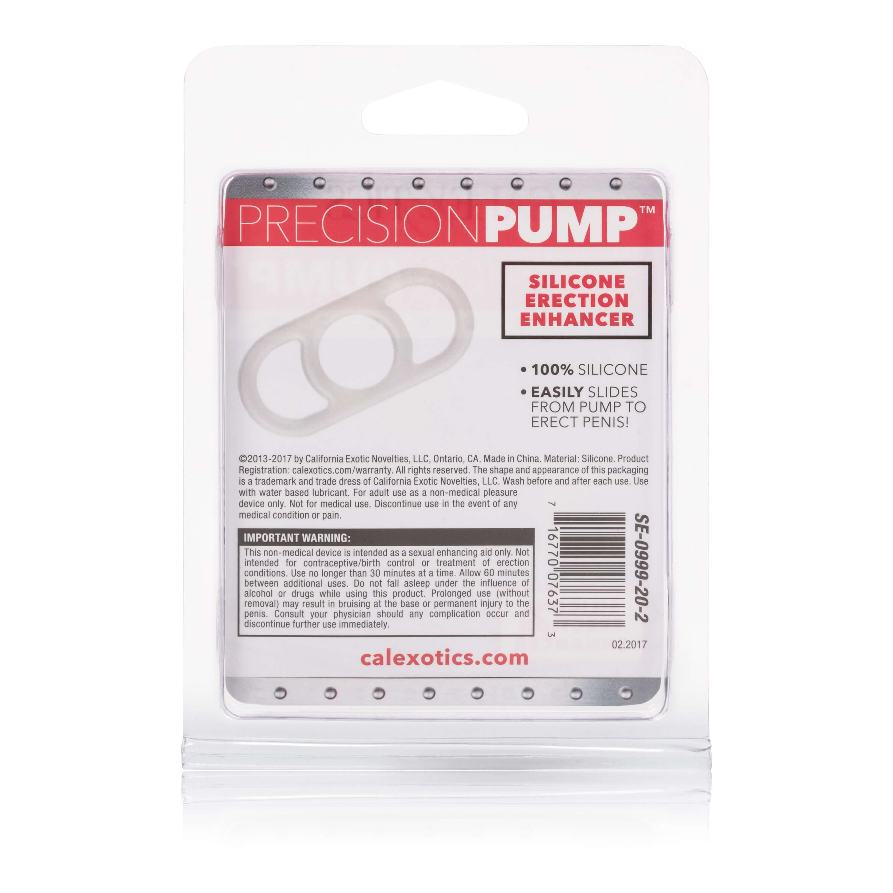 Packaging of Precision Pump Silicone Erection Enhancer - 100% silicone with easy sliding feature