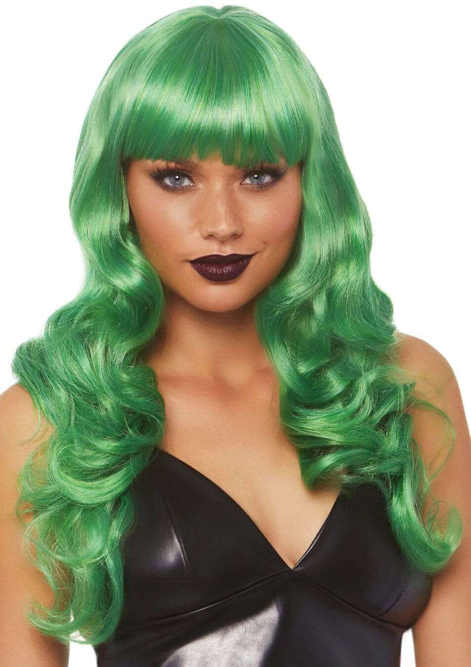 24 Inch Misfit Long Wavy Bang Wig - Green-1