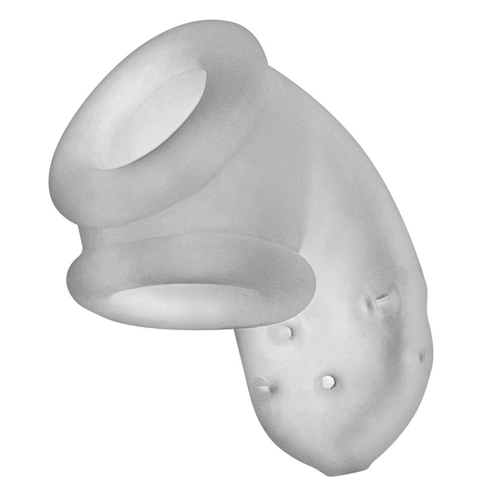 Airlock Air-Lite Vented Silicone Chastity Clear Ice device showcasing its flexible, breathable design and soft silicone features.