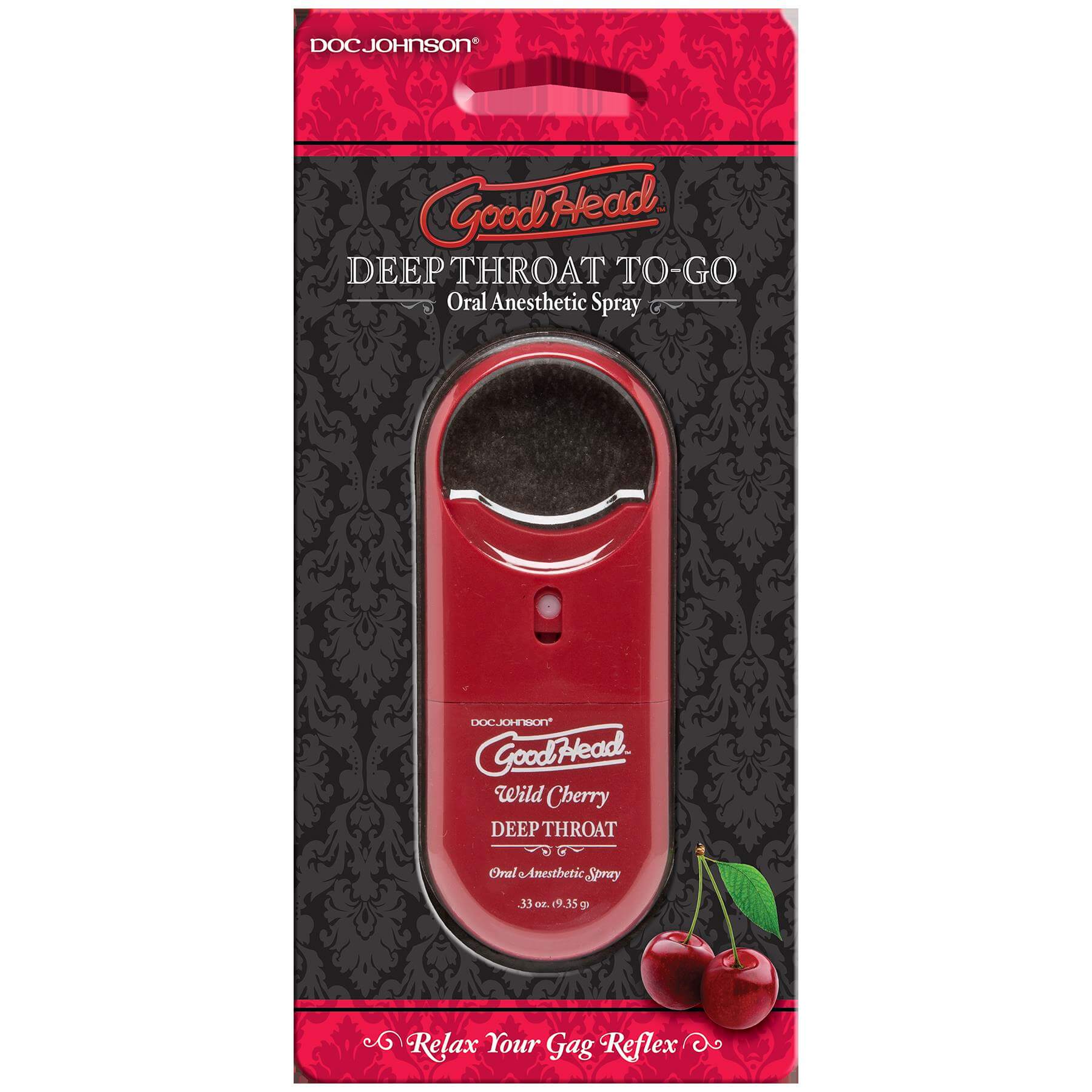 GoodHead Deep Throat To-Go Spray Wild Cherry Packaging, Numbing Agent for Oral Use, Paraben and Sugar-Free