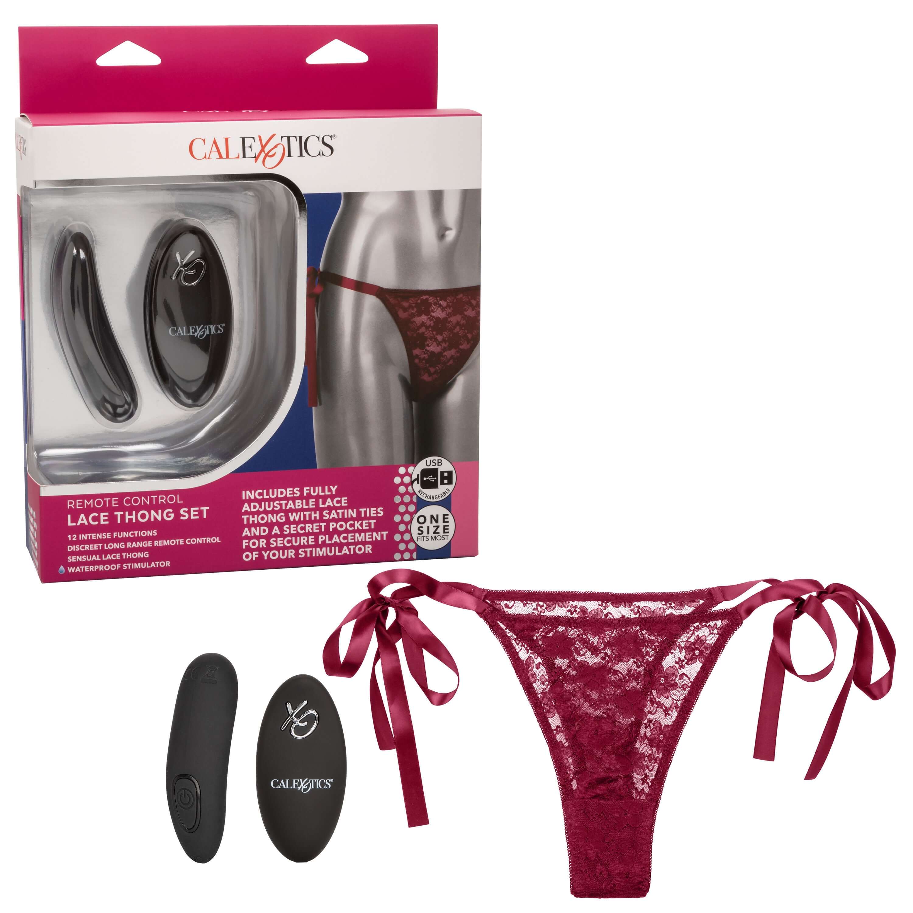 Remote Control Lace Thong Set - Burgundy: Intimate Adventures, Anytime, Anywhere