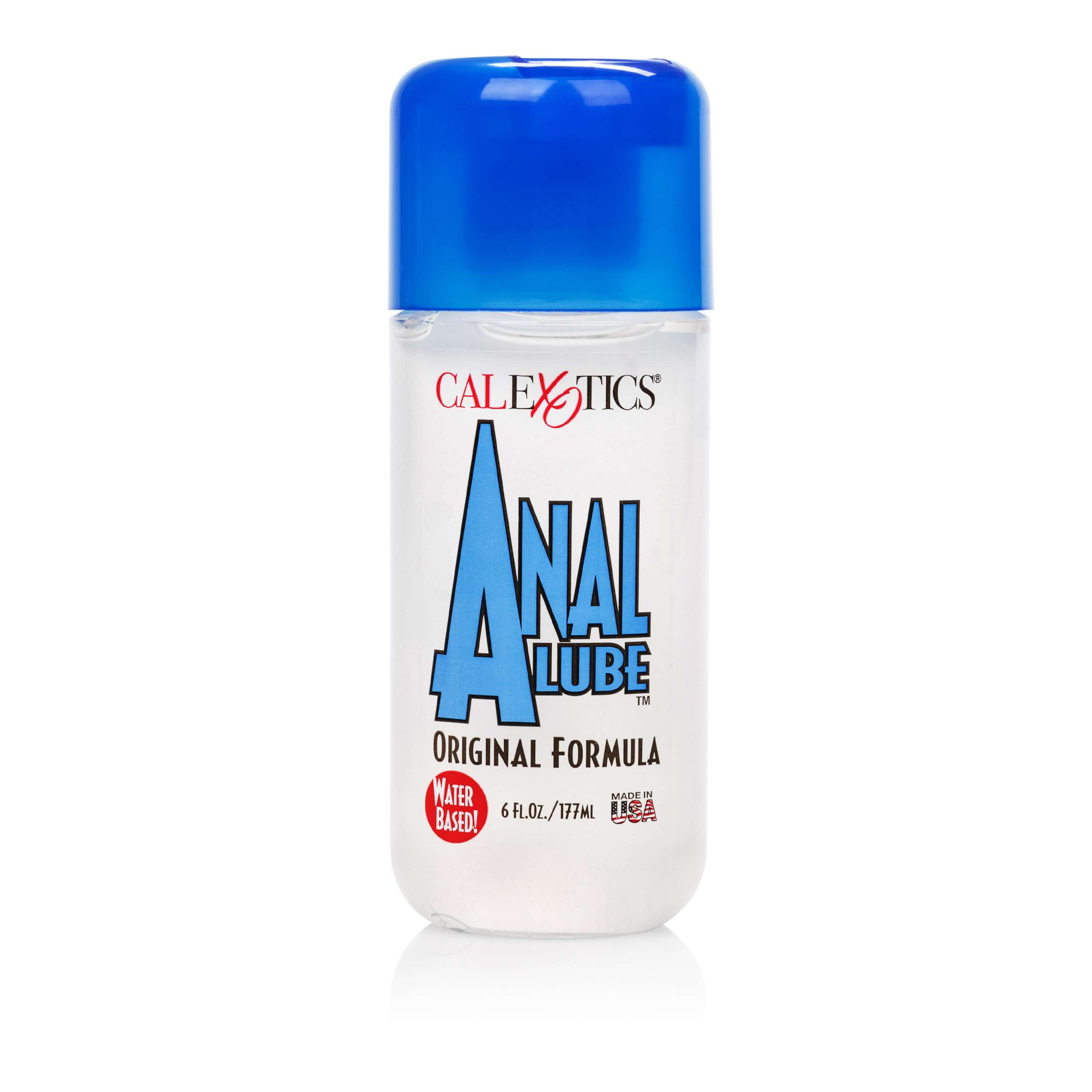 Anal Lube Original Formula 6 Oz bottle by California Exotic Novelties, water-based lubricant for comfortable anal play.