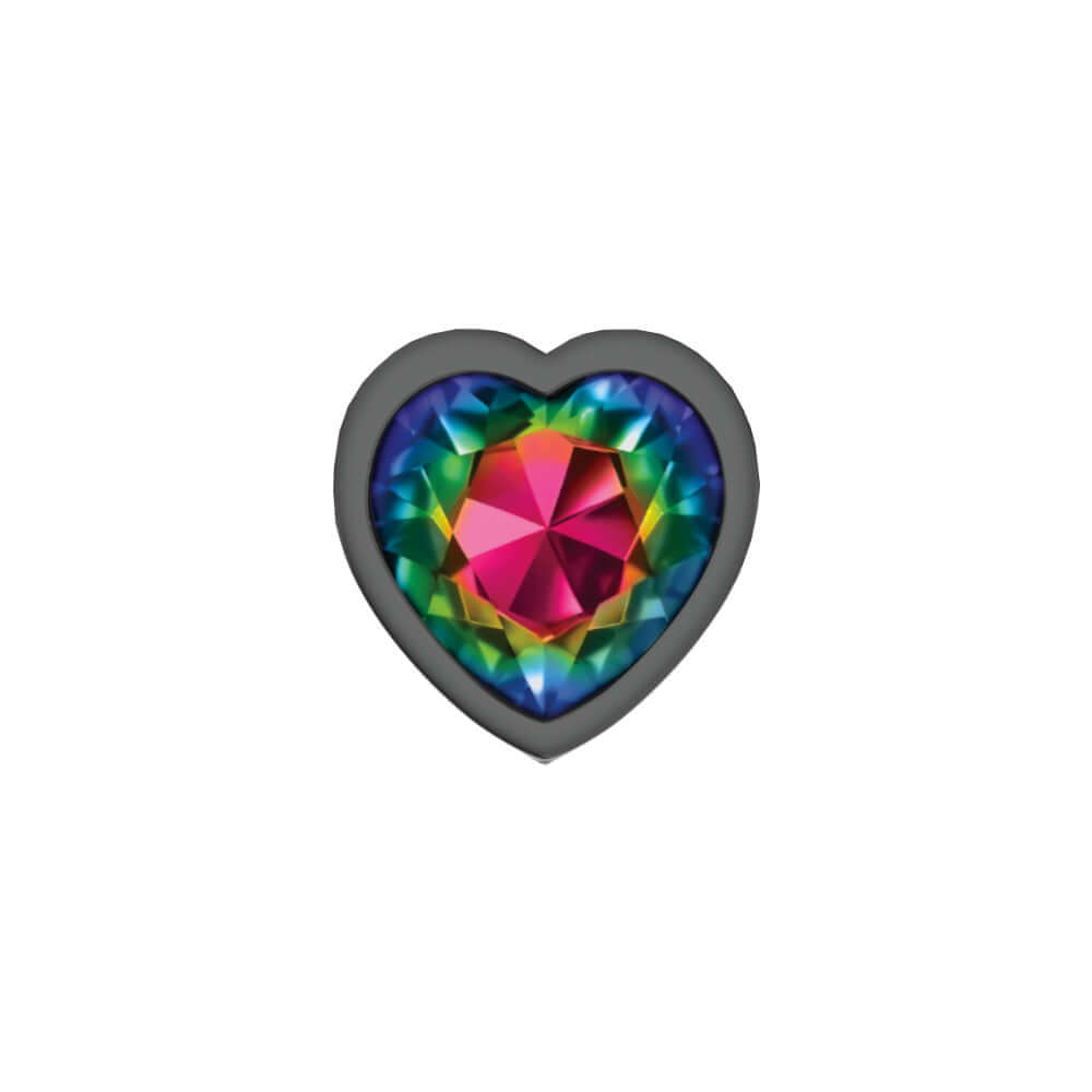 Cheeky Charms - Gunmetal Metal Butt Plug - Heart - Rainbow - Small