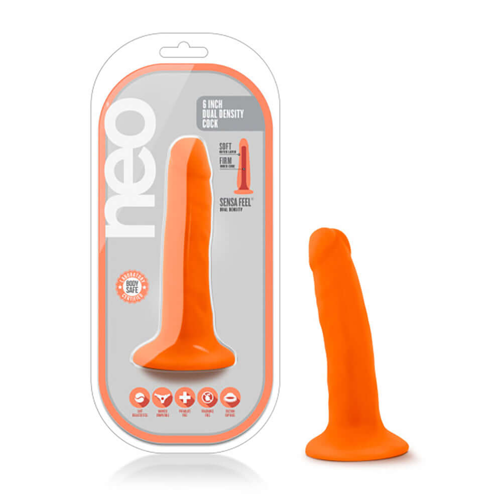 Neo - 5.5 Inch Dual Density Cock - Neon Orange-0
