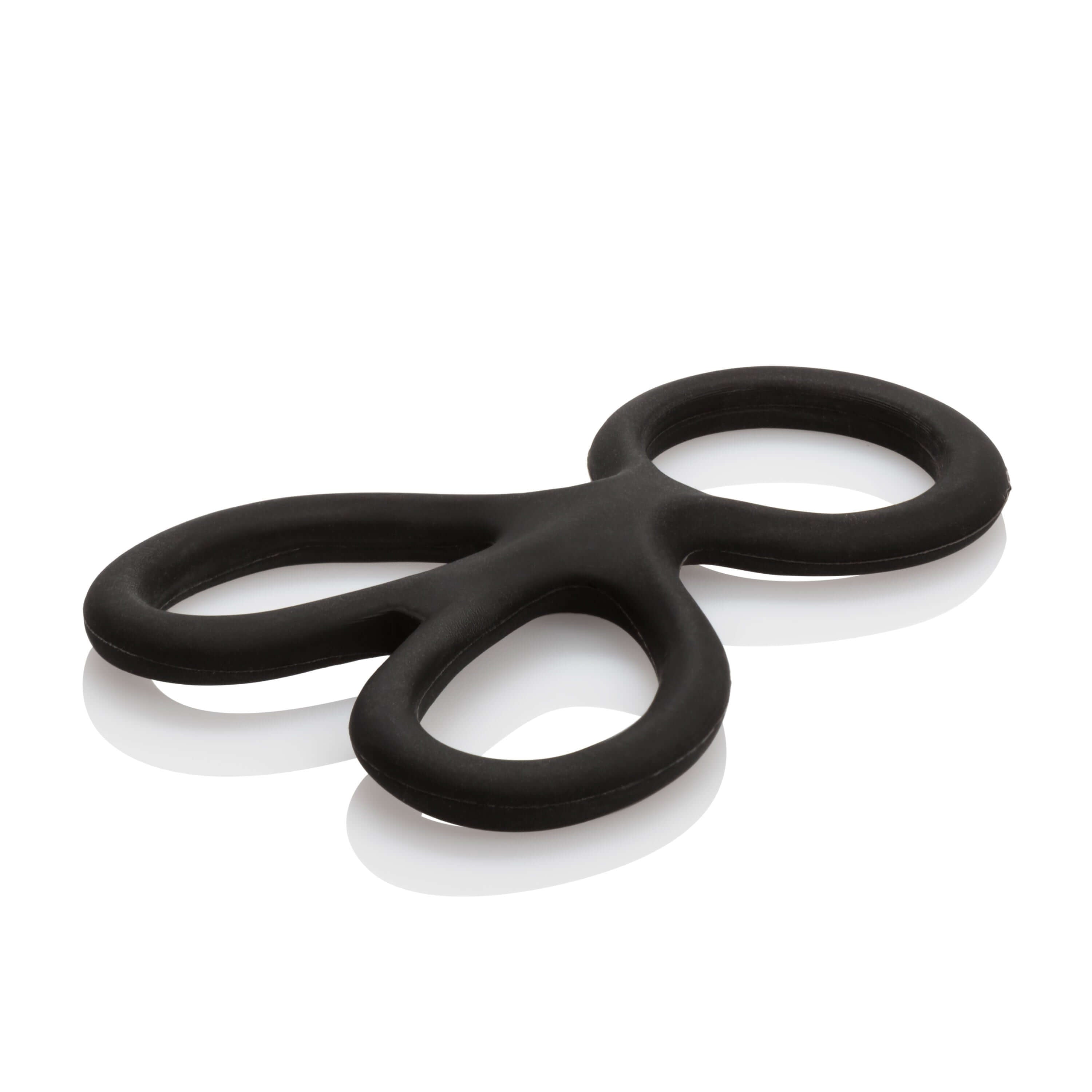 Silicone Ball Spreader Cock Ring Black showing a durable, flexible design with multiple independent support rings.