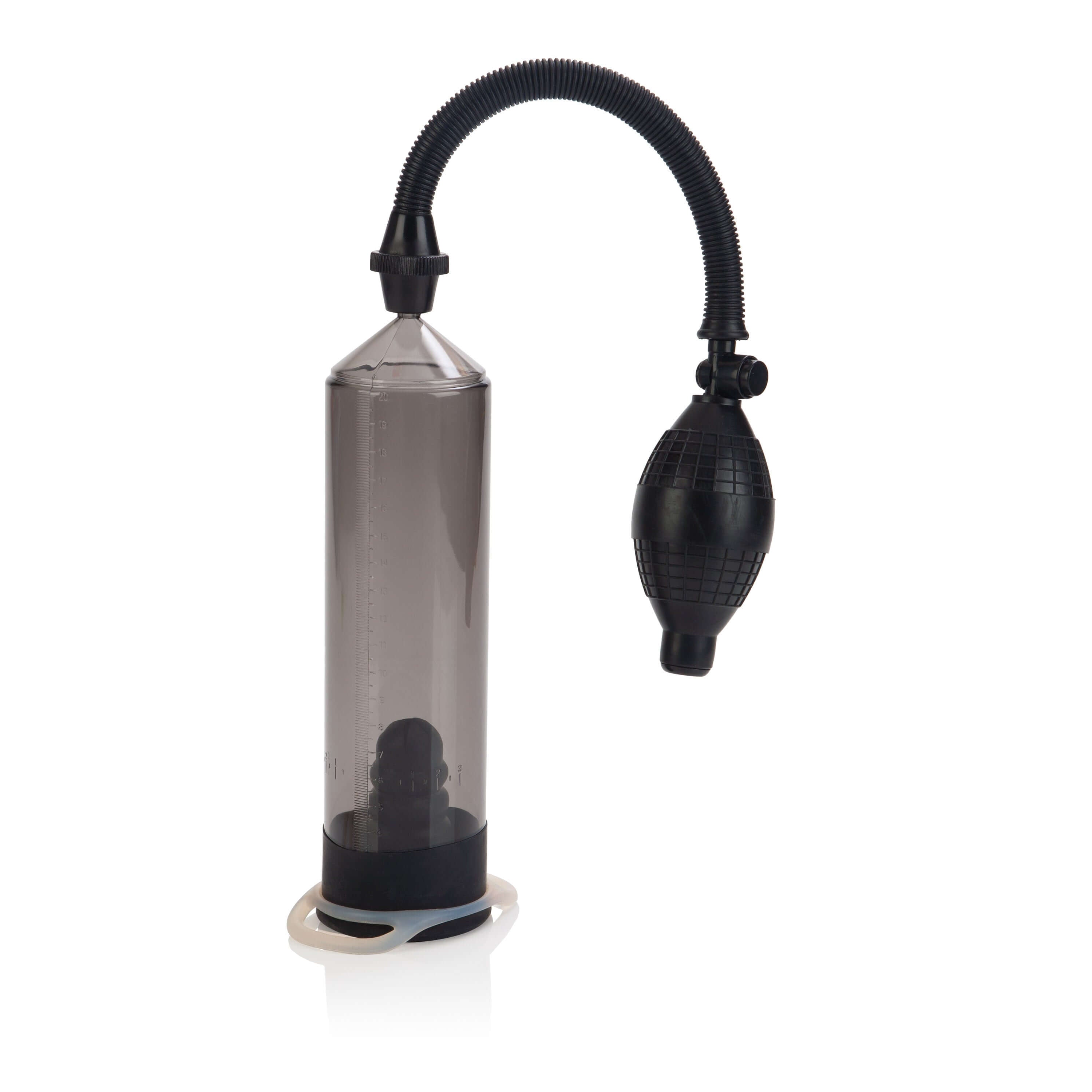 Precision penis pump with enhancer, featuring a precision measurement system and erection ring, designed for effective and safe use.