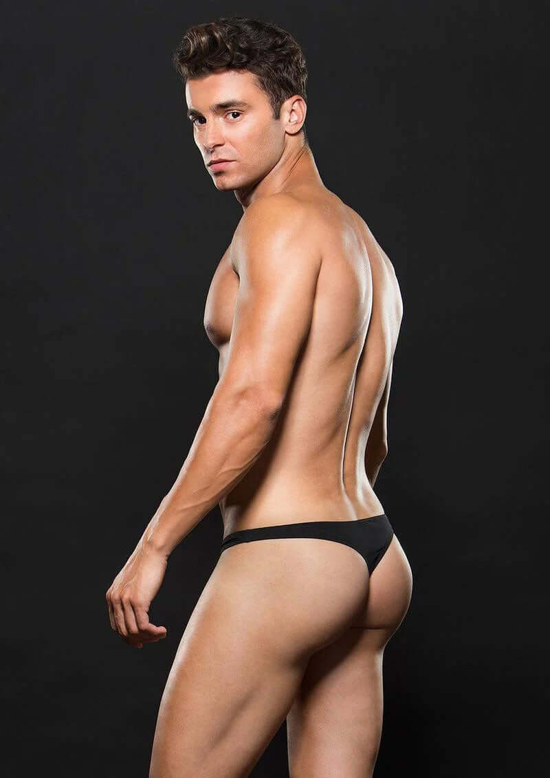 Low Rise Microfiber Zip Thong - Medium/large - Black-1
