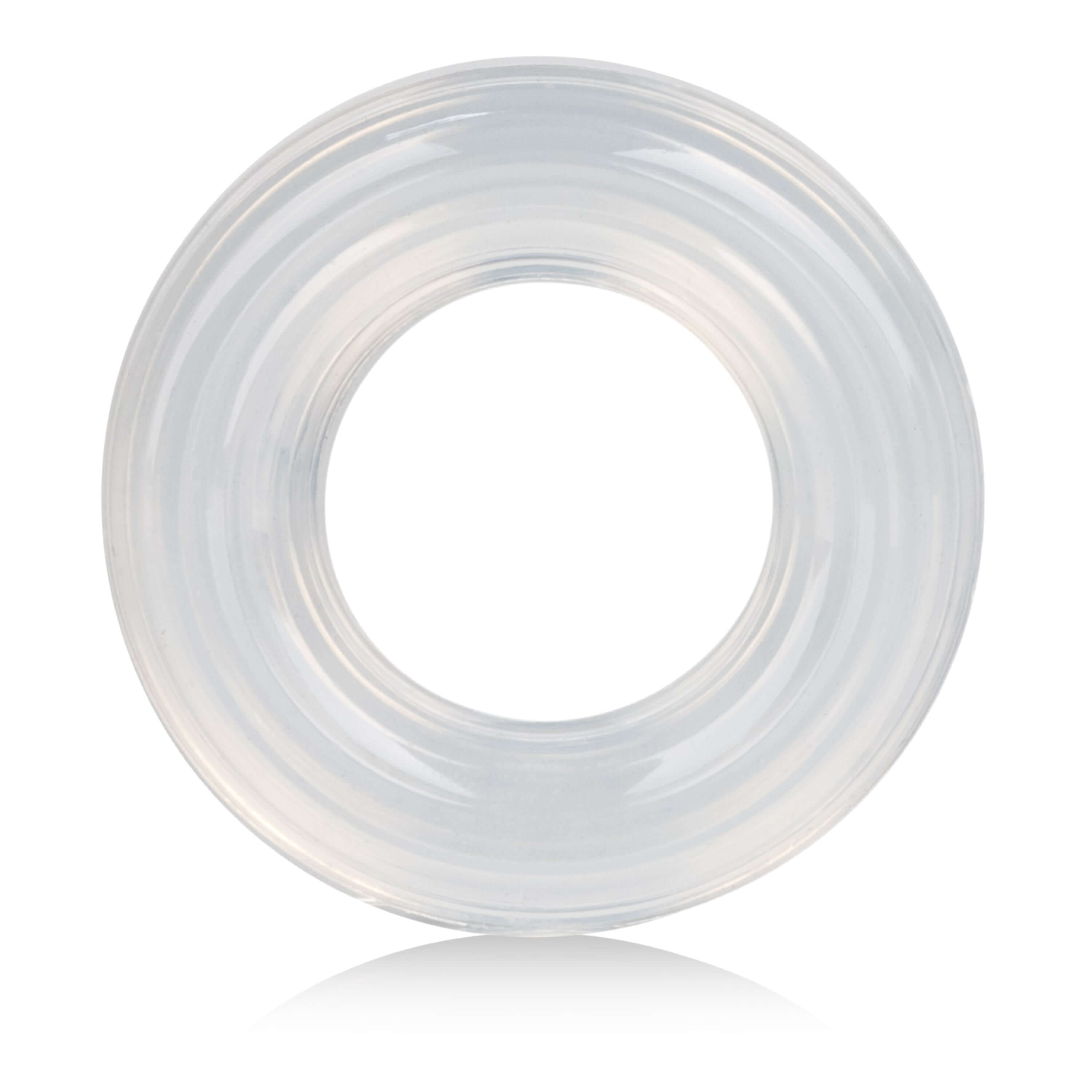 Premium Silicone Cock Ring Extra Large Clear featuring a flexible and seamless design for comfort and durability.