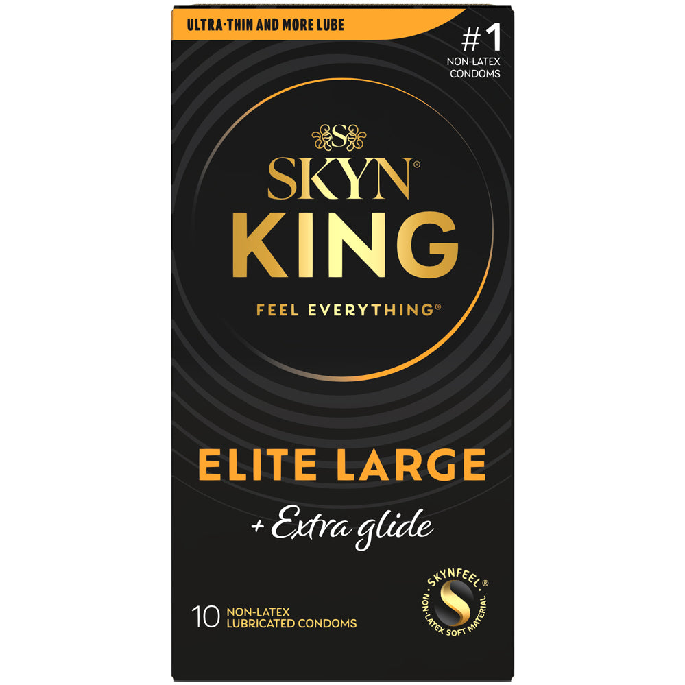 Skyn King Ultra Thin and Extra Glide Condoms 10 Pack, elite large non-latex condoms with extra lubrication.