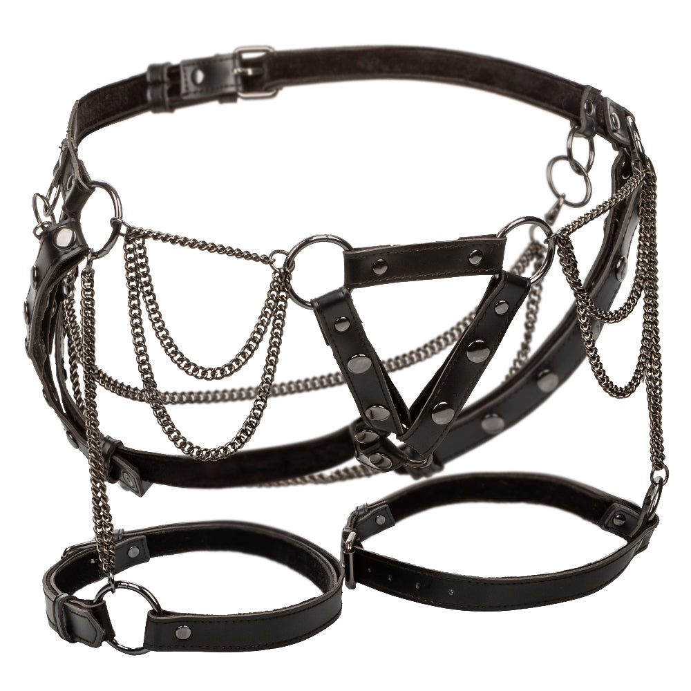 Euphoria Collection Plus Size Thigh Harness With  Chains - Black-5