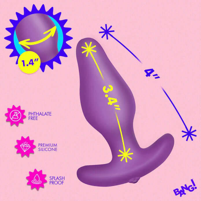 Vibrating Silicone Butt Plug With Digital Remote - Purple-2