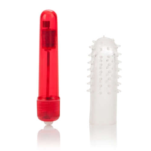 Travel Blaster Massager Red and clear textured sleeve for enhanced pleasure.