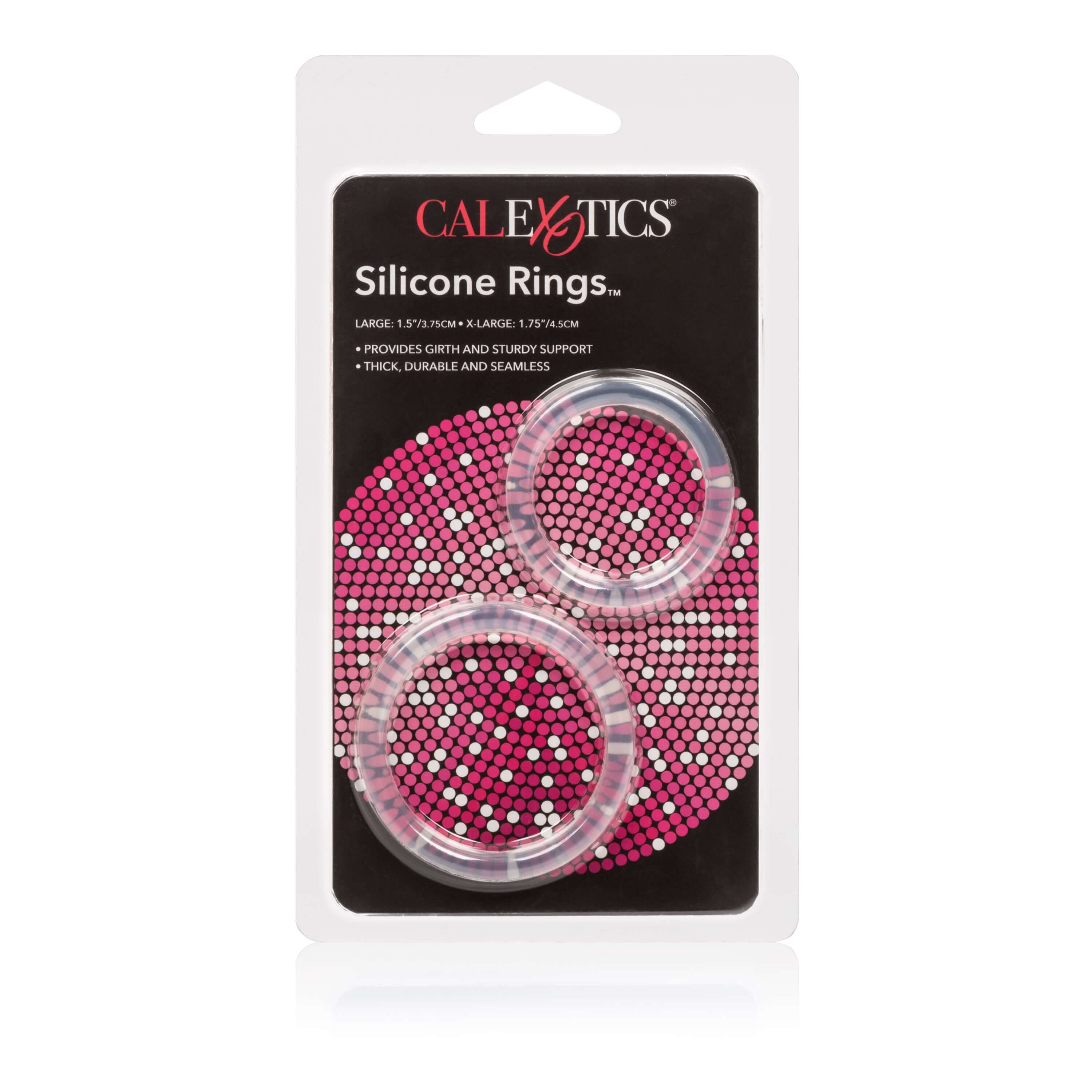 Silicone Rings Cock Rings Clear 2 Pack on packaging with two rings for supportive ring play.