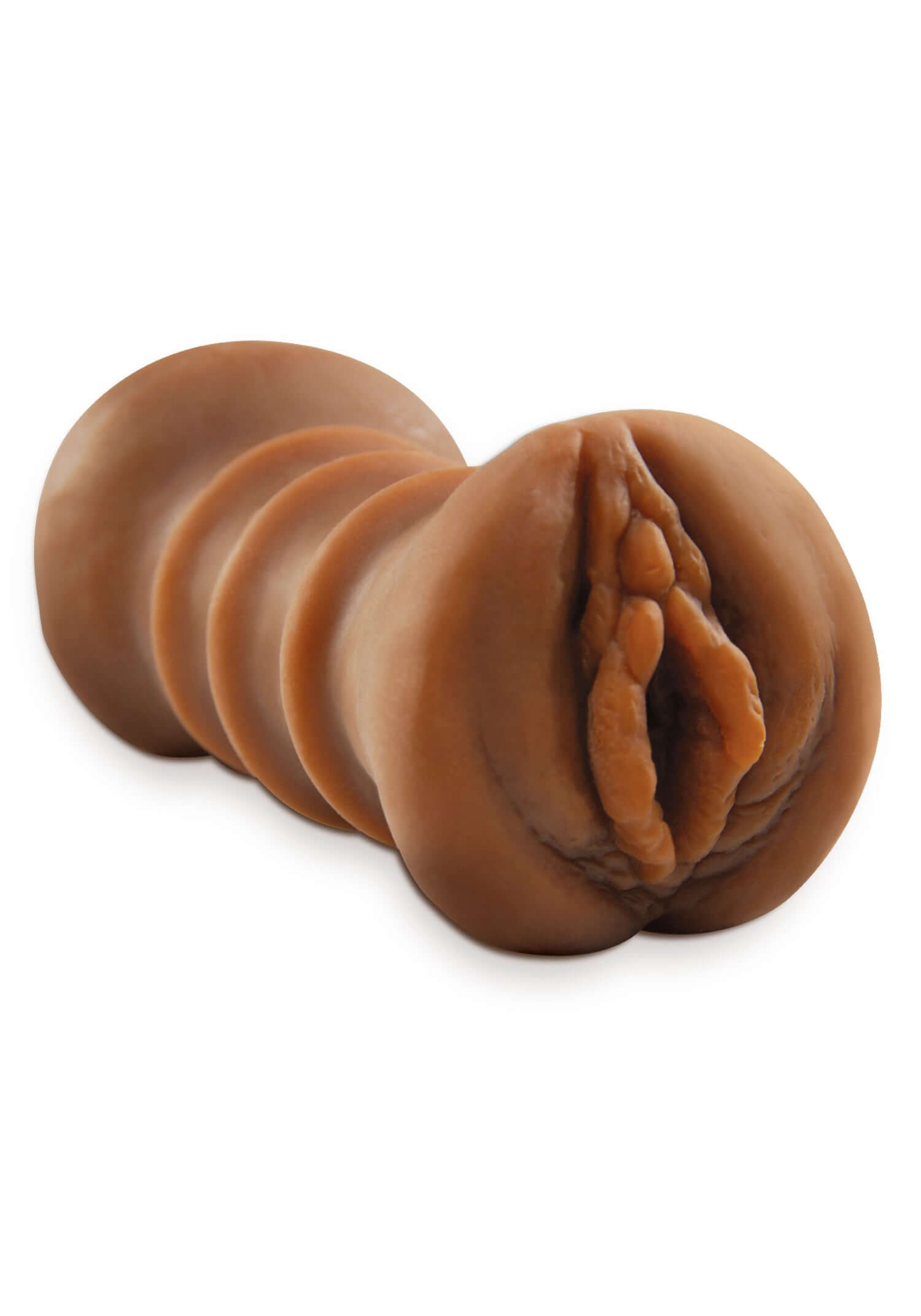 Pipedream Extreme Flip Me Over Stroker Brown showcasing dual-opening design for varied stimulation.