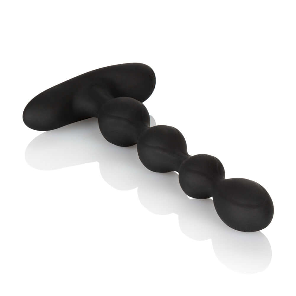 Eclipse Slender Anal Beads Vibrator - sleek black silicone probe with multiple beads for thrilling anal stimulation.