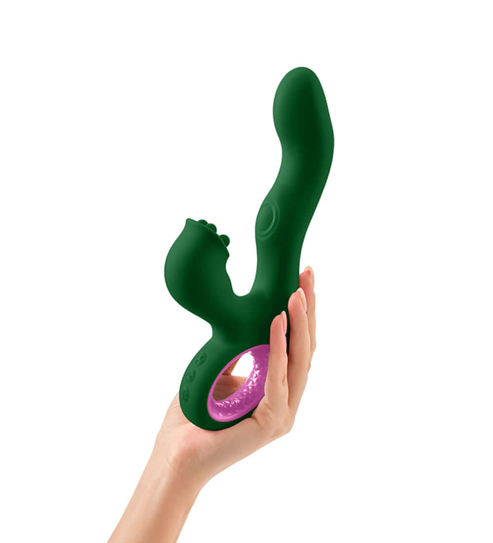 Pallina Triple-Action Rabbit Vibrator - Green-3