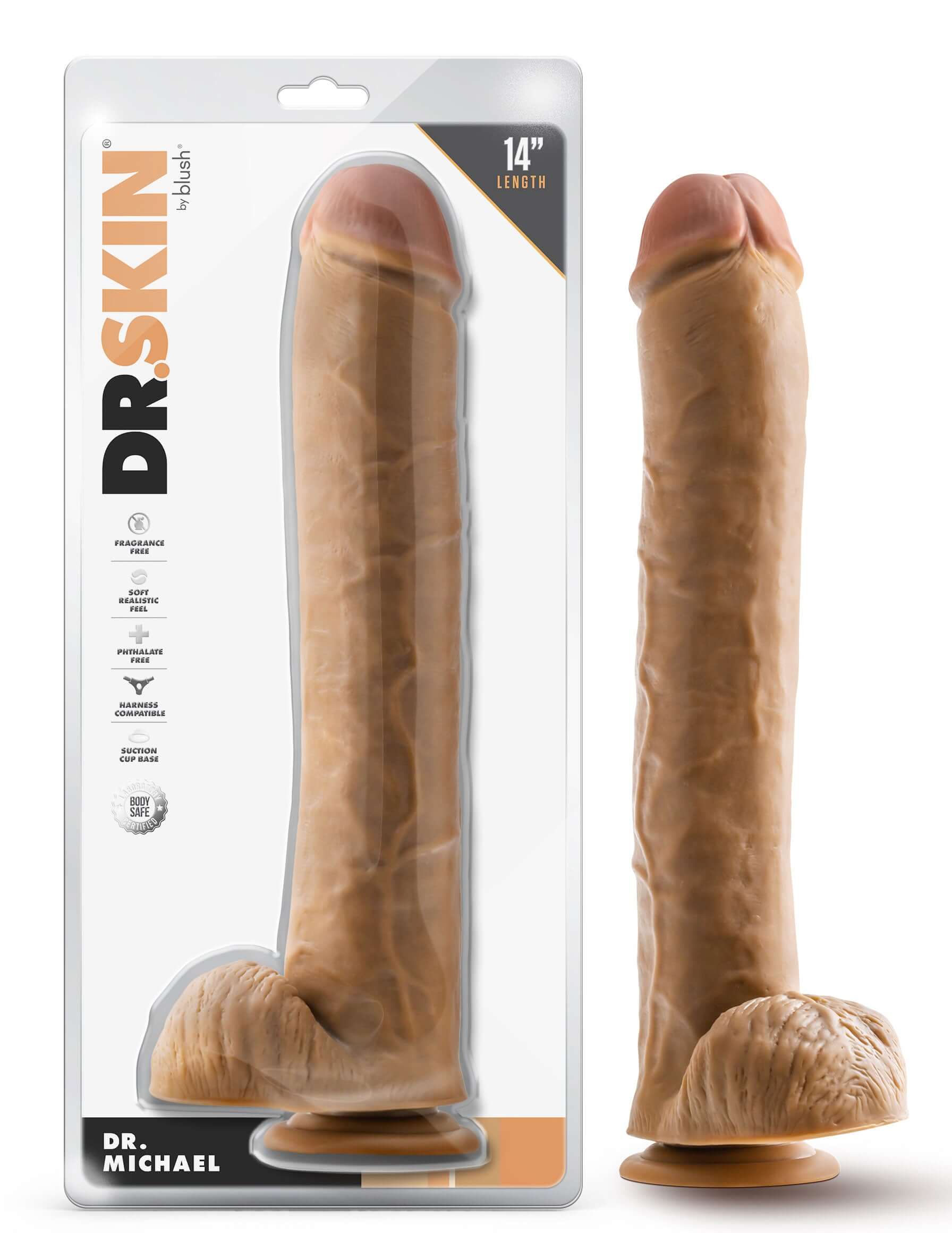 Dr. Skin - Dr. Michael - 14 Inch Dildo With Balls Tan-2