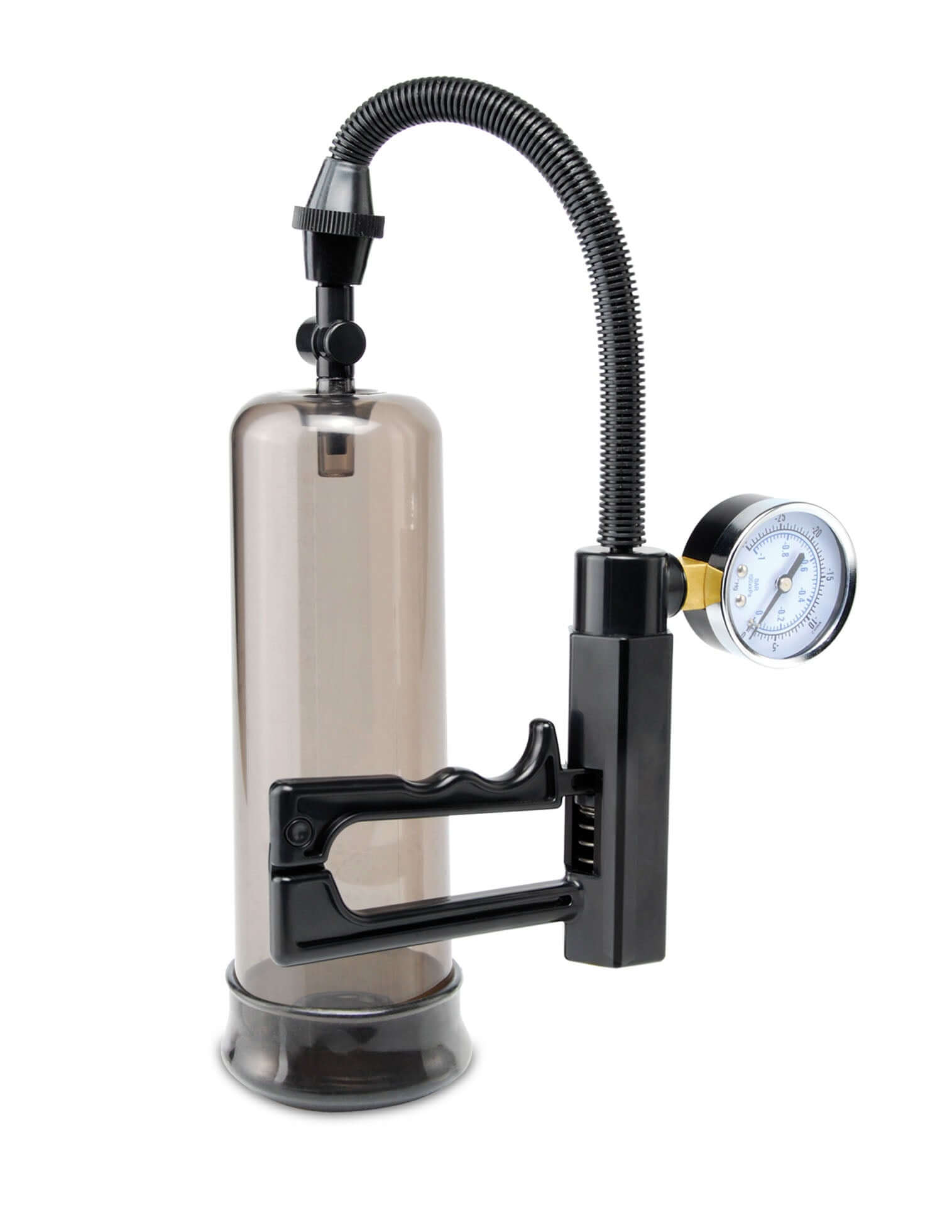 Pump Worx Pistol Grip Power Pump Black handheld pump with pressure gauge for enhanced firmness.