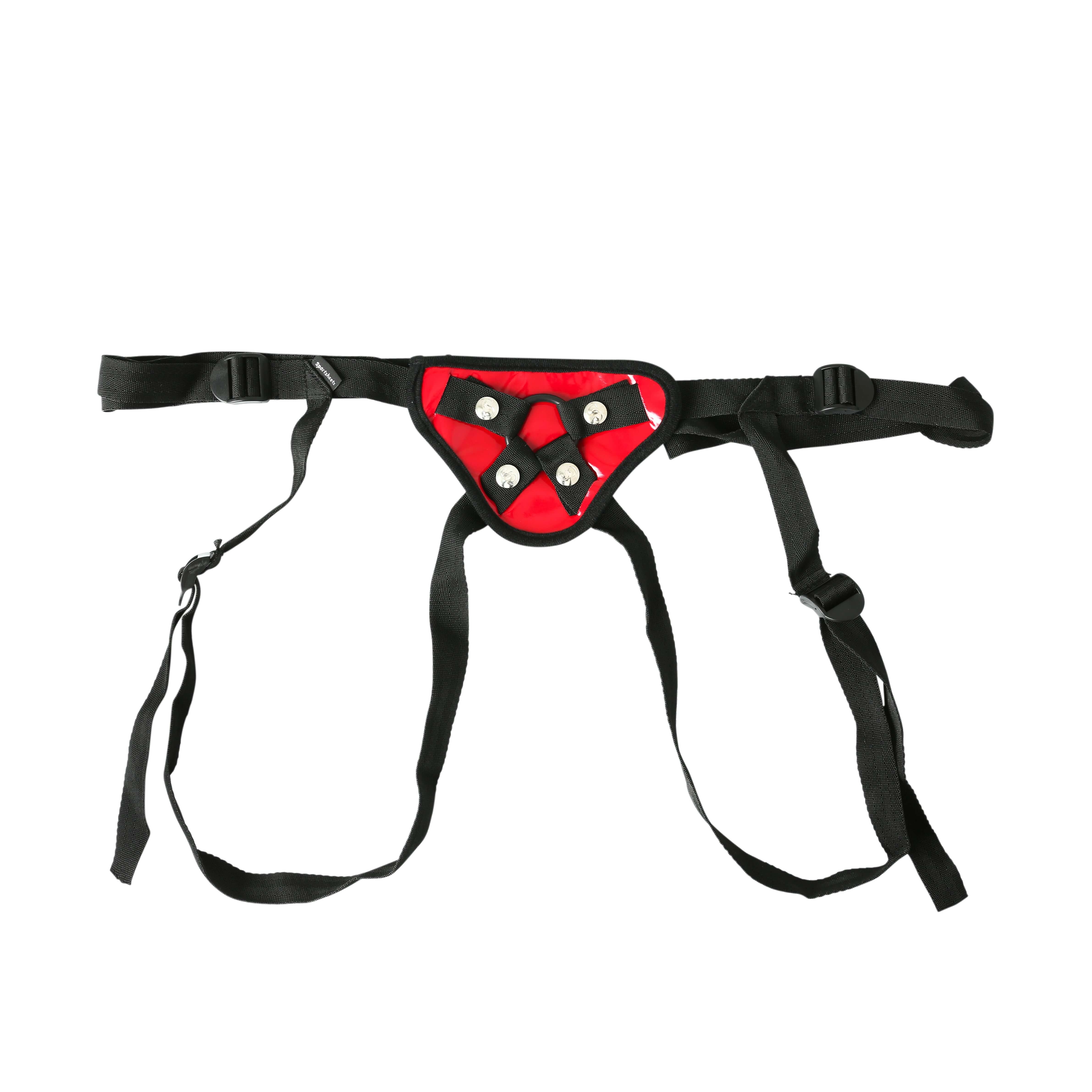 Sportsheets Entry Level Strap on Red harness with adjustable straps in a comfortable design