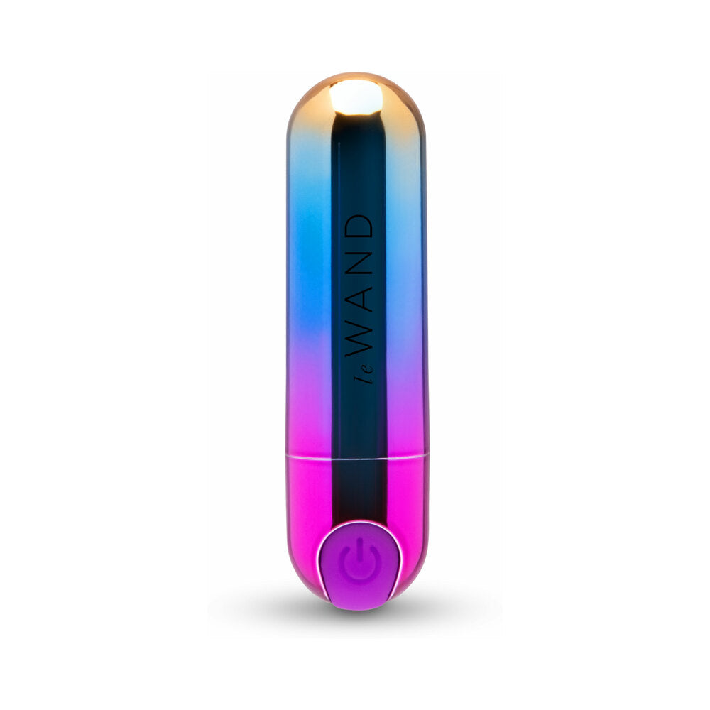Le Wand Essentials Rechargeable Rainbow Bullet Vibrator in vibrant rainbow colors for powerful, precise stimulation.