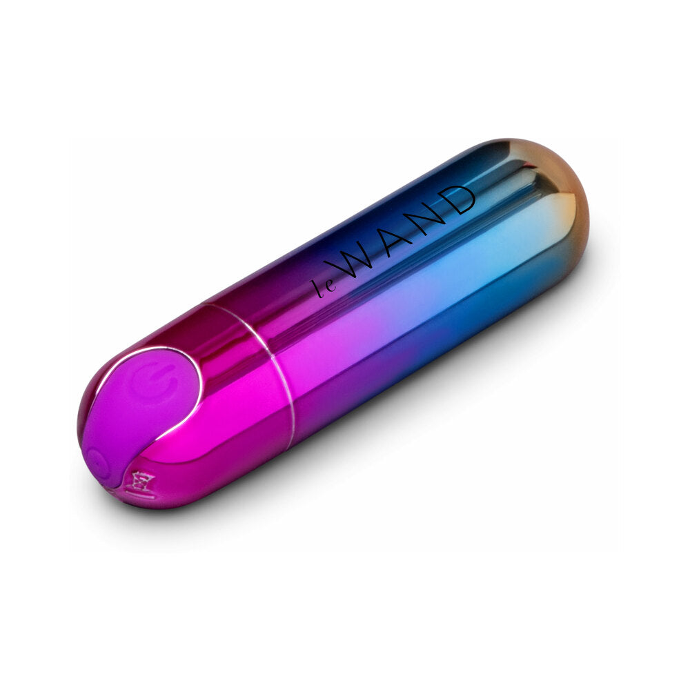 Le Wand Essentials Rechargeable Rainbow Bullet Vibrator in sleek rainbow design.