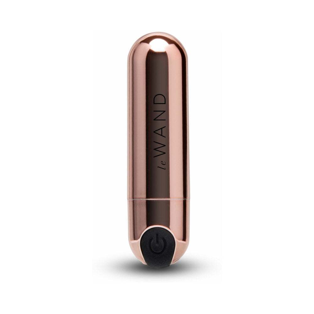 Le Wand Essentials Mini Rose Gold Bullet Vibrator in a sleek design for targeted stimulation.