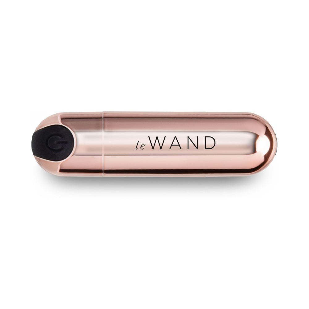 Le Wand Essentials Mini Rose Gold Bullet Vibrator in compact design for targeted clitoral stimulation.