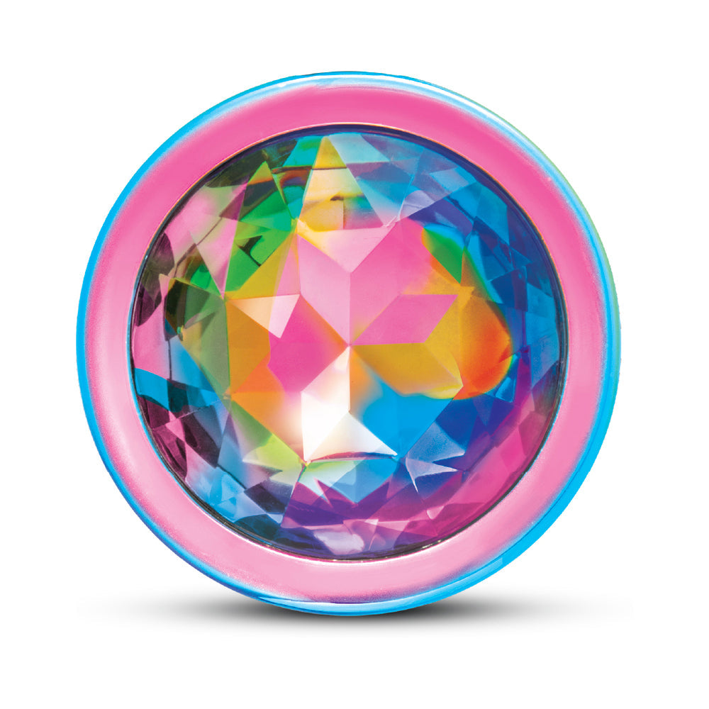 B-vibe Essentials 2-piece Rainbow Bling Anal Training Set colorful plug with a sparkling gemstone design.