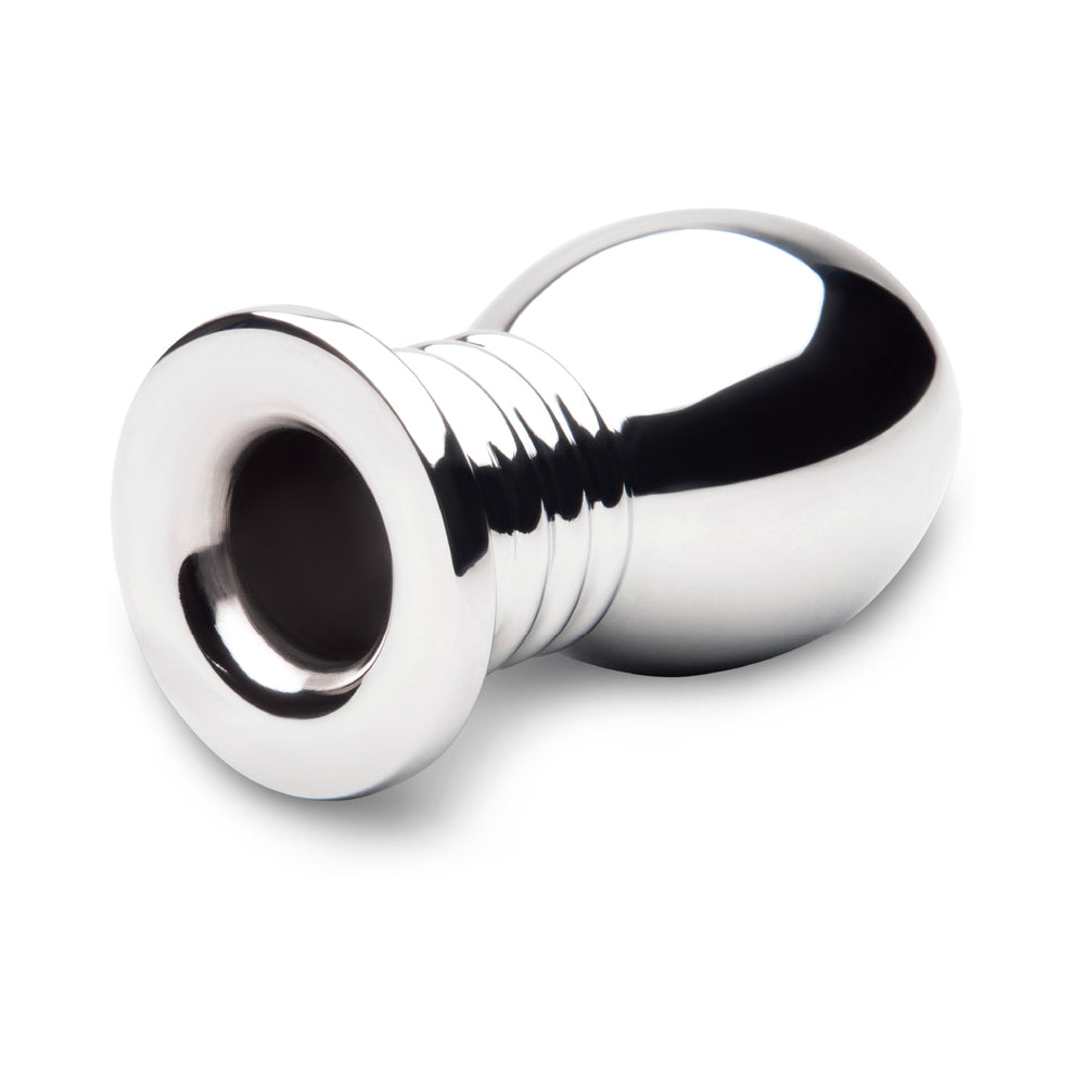 b-Vibe Essentials 2.75 Inch Aluminum Hollow Tunnel Butt Plug with sleek design and hollow opening for anal play.
