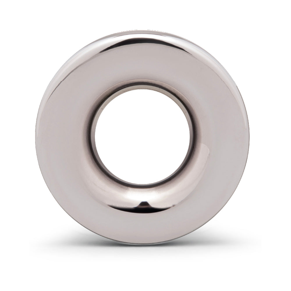 b-Vibe Essentials 2.75 Inch Aluminum Hollow Tunnel Butt Plug showcasing its sleek, open-center design.